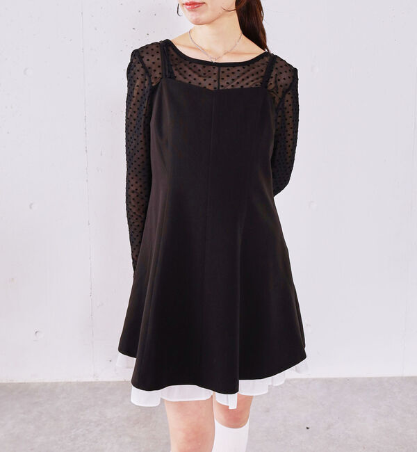 archives「裾レイヤードミニキャミワンピース」|ワンピース|BLACK