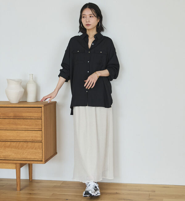 Doux archives「【接触冷感／マシンウォシャブル】リネンライクアウトポケットシャツ」|シャツ・ブラウス|