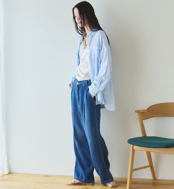 Doux archives「【接触冷感／マシンウォシャブル】リネンライクアウトポケットシャツ」|シャツ・ブラウス|