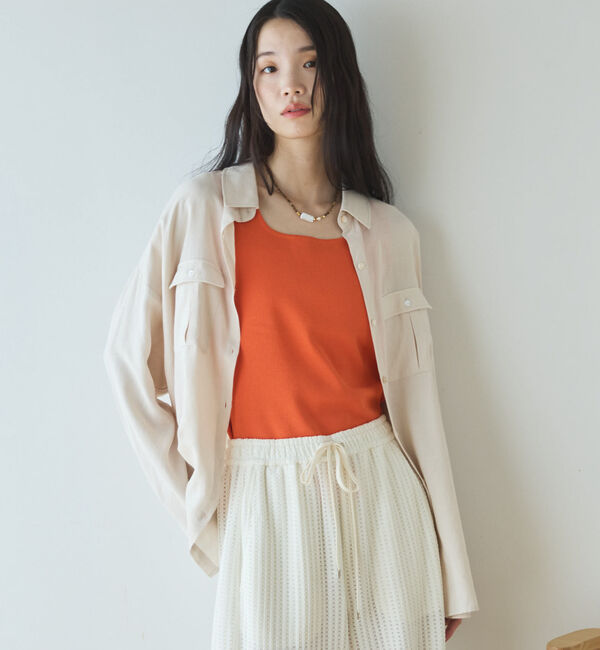 Doux archives「【接触冷感／マシンウォシャブル】リネンライクアウトポケットシャツ」|シャツ・ブラウス|