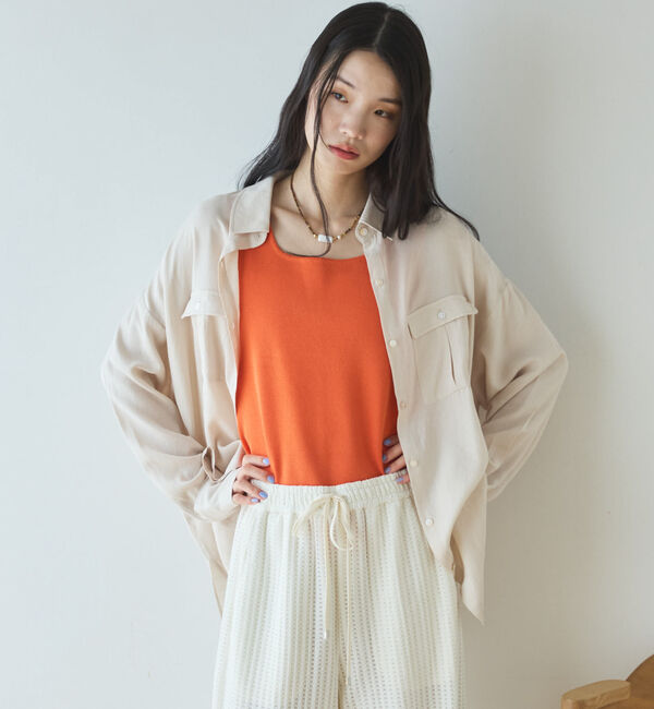 Doux archives「【接触冷感／マシンウォシャブル】リネンライクアウトポケットシャツ」|シャツ・ブラウス|