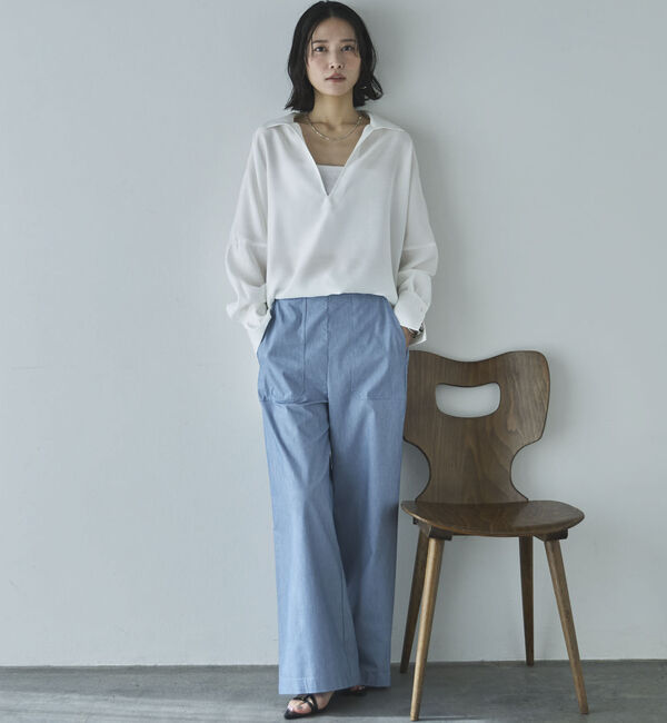 Doux archives「麻調シアースキッパーブラウス」|シャツ・ブラウス|