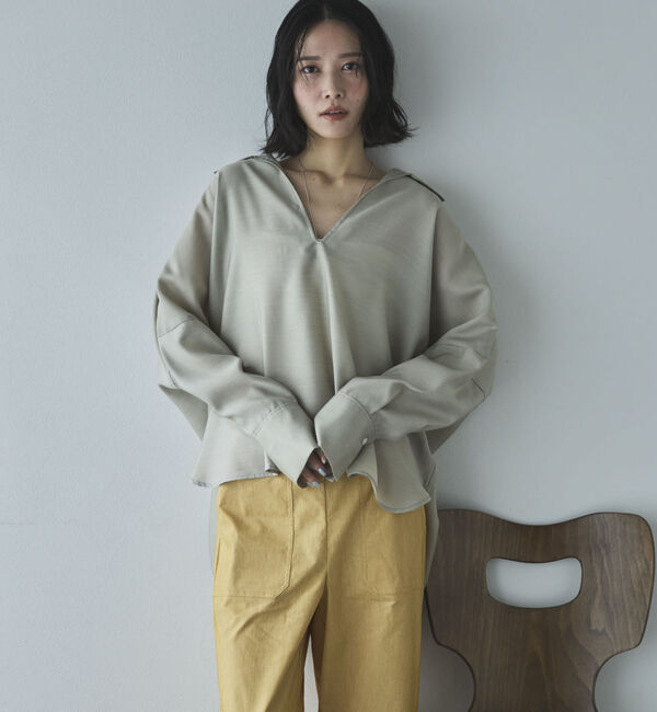 Doux archives「麻調シアースキッパーブラウス」|シャツ・ブラウス|