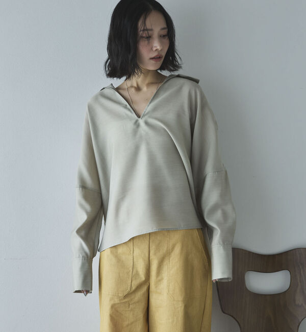 Doux archives「麻調シアースキッパーブラウス」|シャツ・ブラウス|