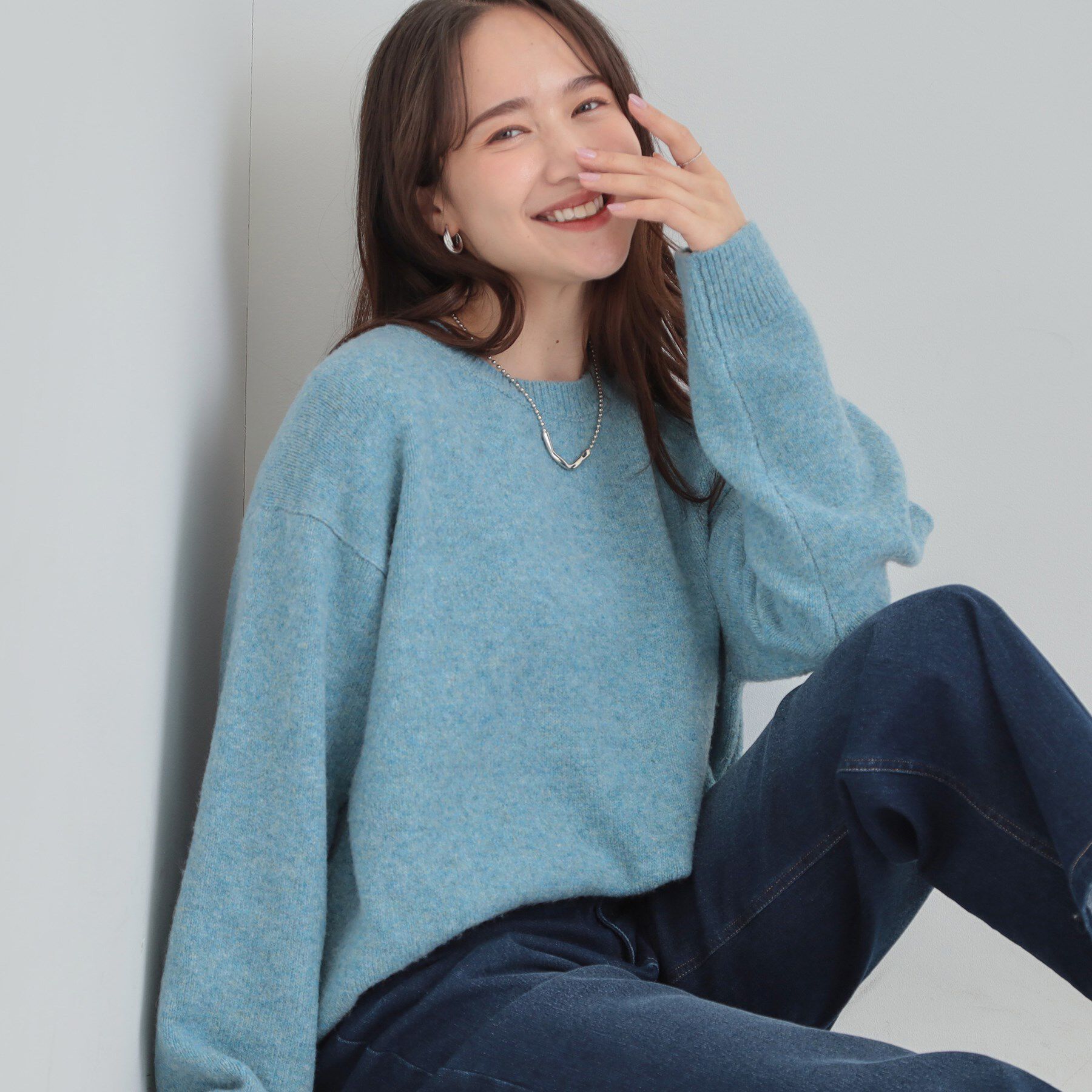 SHOO･LA･RUE「【洗濯機可】お気に入りカラーを身にまとって　ふんわりゆるニット」|ニット・セーター|ブルー(091)