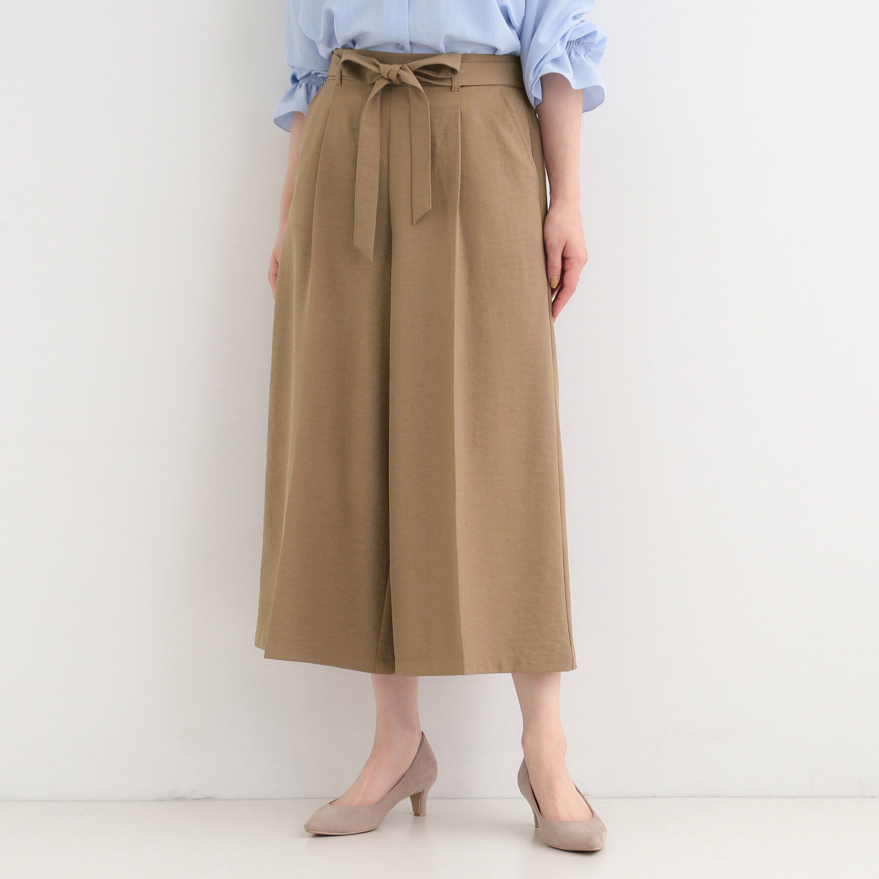 SHOO･LA･RUE「【洗濯機可/S-LL】ハイウエストで美脚見え リボンワイドパンツ」|その他|