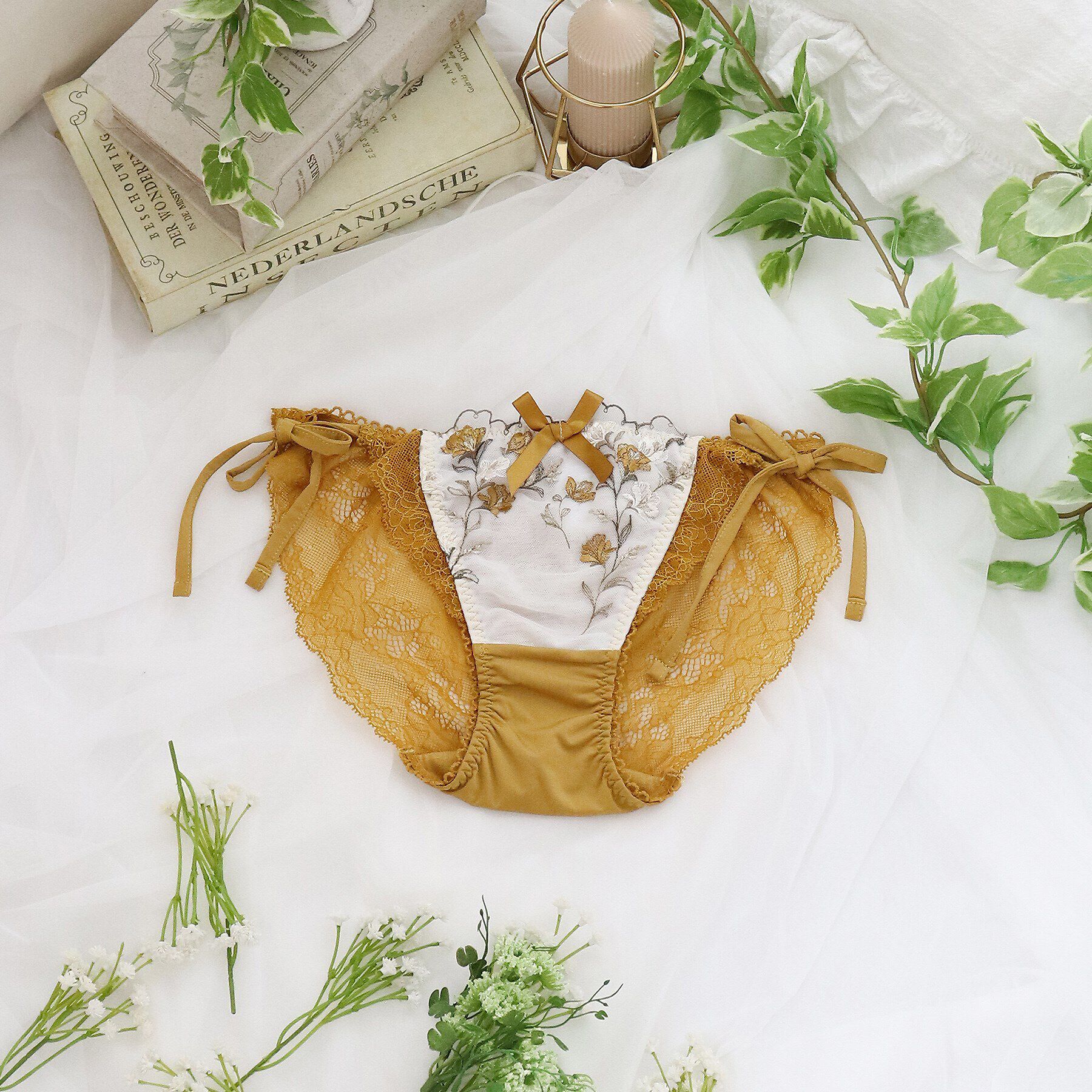 Risa Magli「リュカ リボンショーツ」|インナー|マスタード(034)