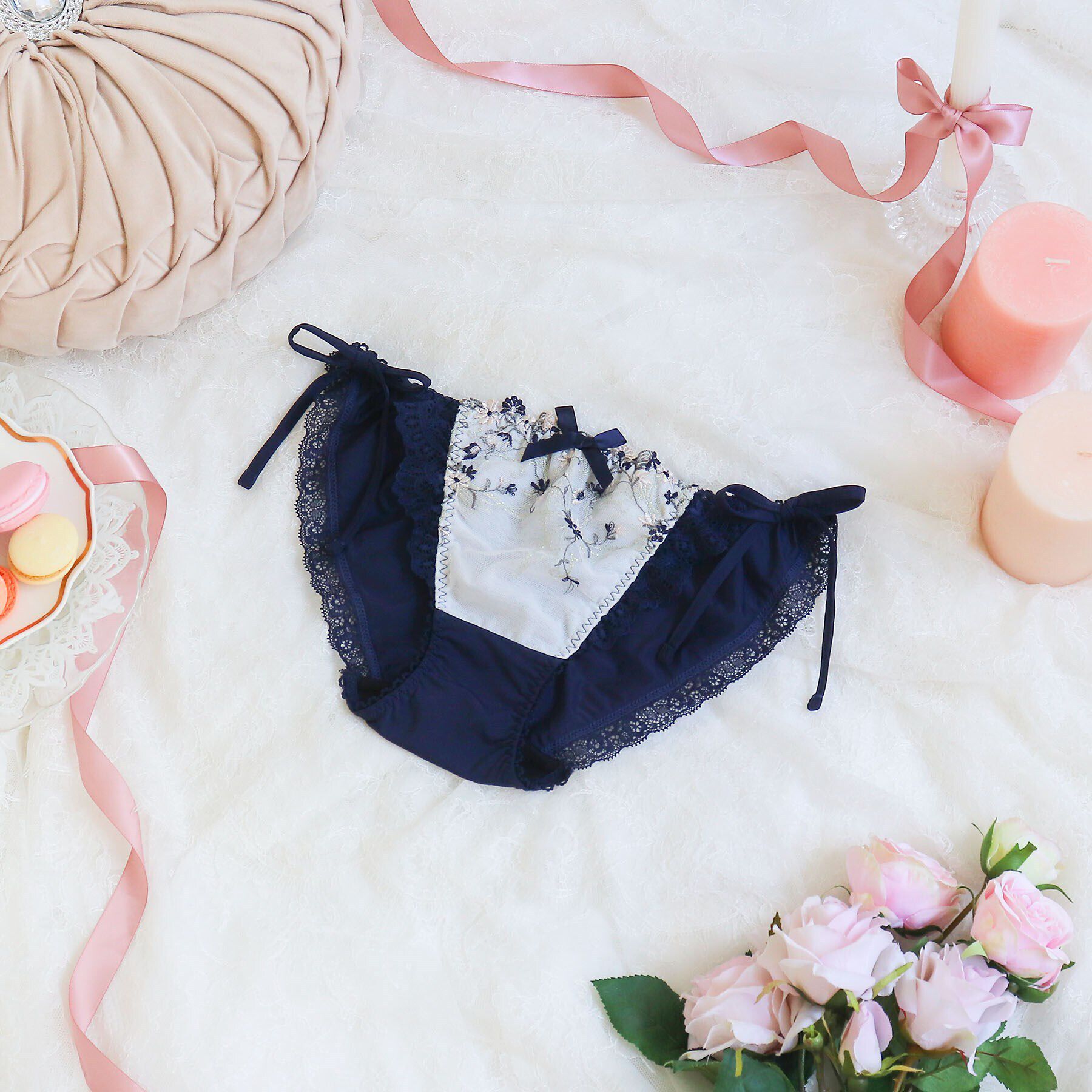 Risa Magli「ティナ リボンショーツ」|インナー|ネイビー(094)