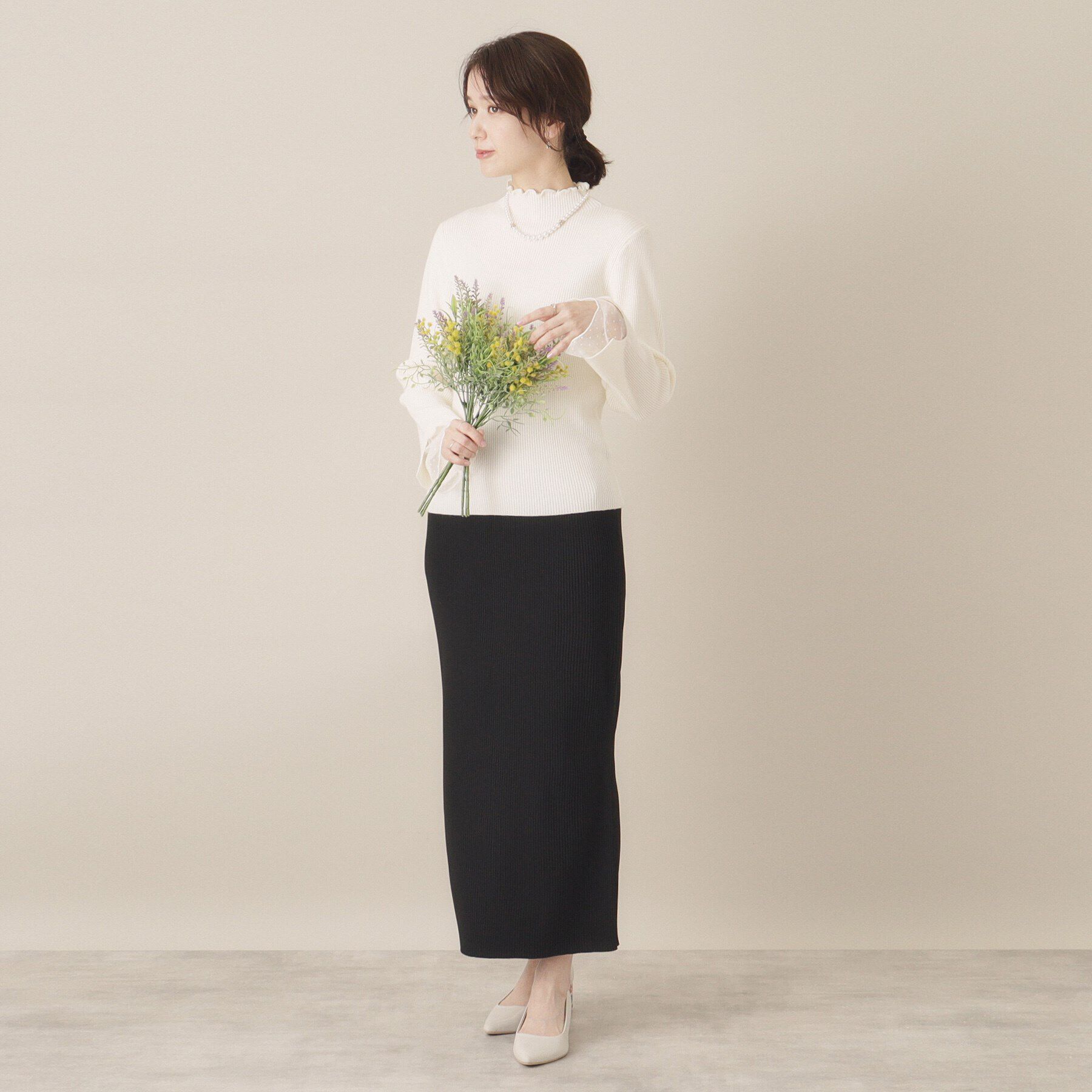 ITS&rsquo;DEMO「【手洗い可】袖チュールリブニット」|ニット・セーター|