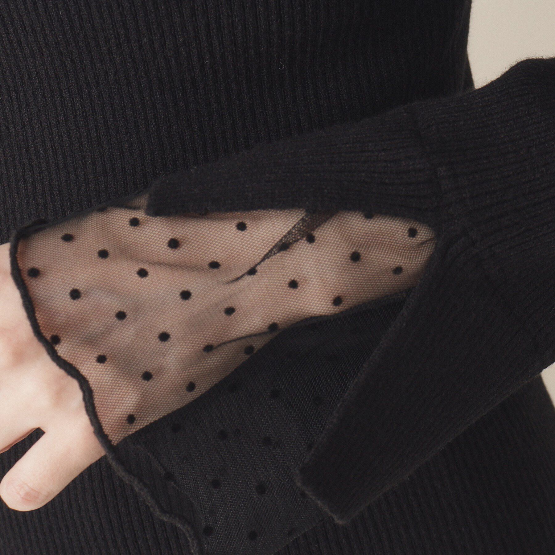 ITS&rsquo;DEMO「【手洗い可】袖チュールリブニット」|ニット・セーター|