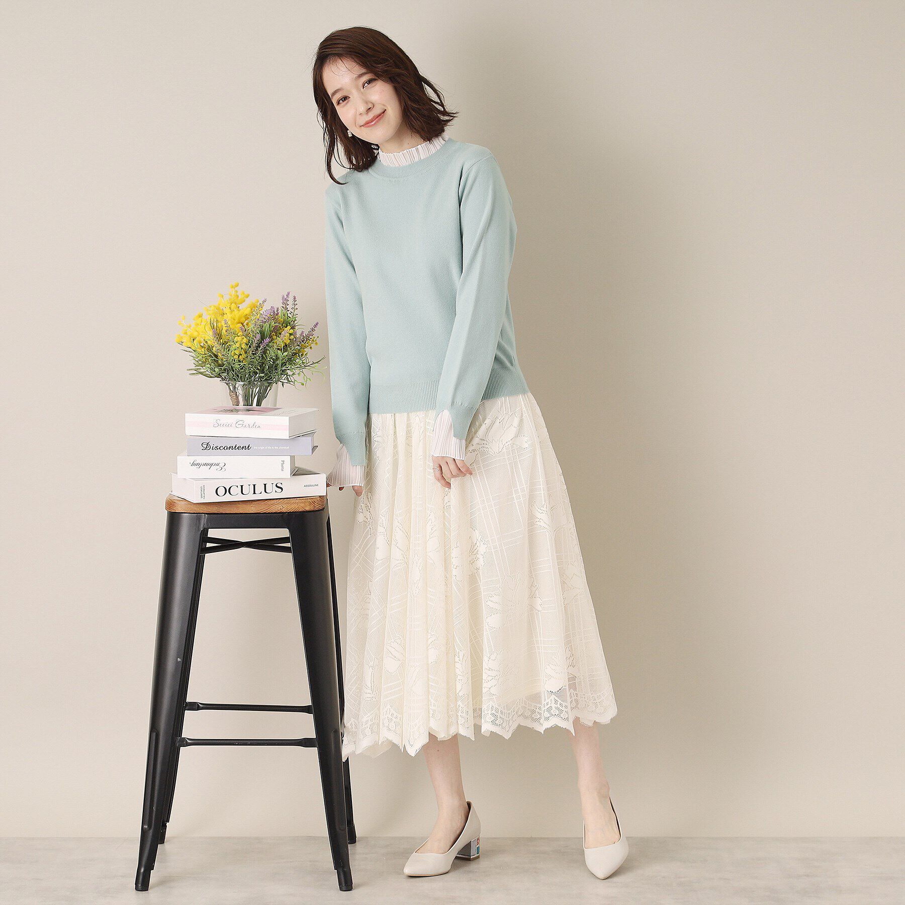 ITS&rsquo;DEMO「【手洗い可／通勤】プリーツフリル襟ニット」|ニット・セーター|