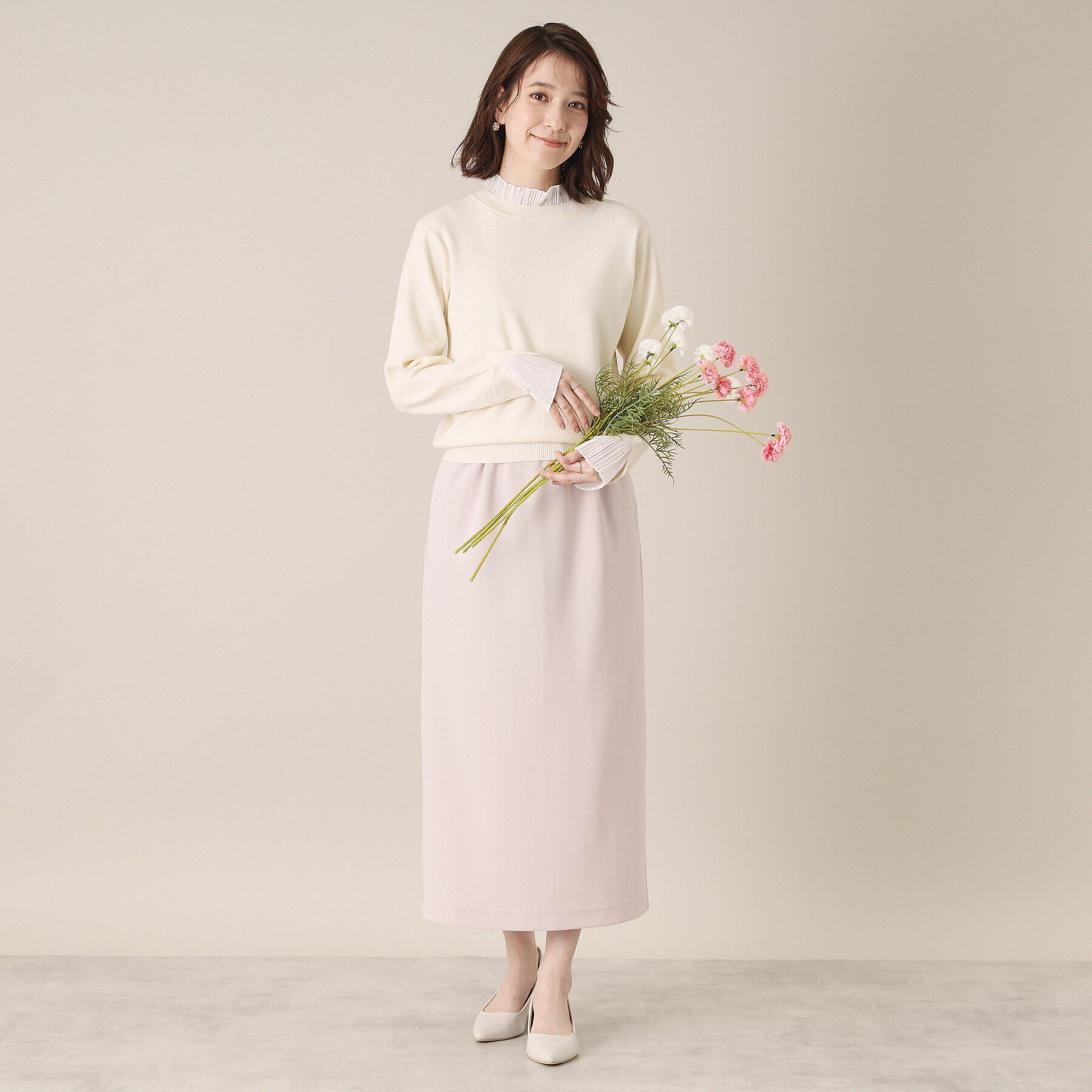 ITS&rsquo;DEMO「【手洗い可／通勤】プリーツフリル襟ニット」|ニット・セーター|