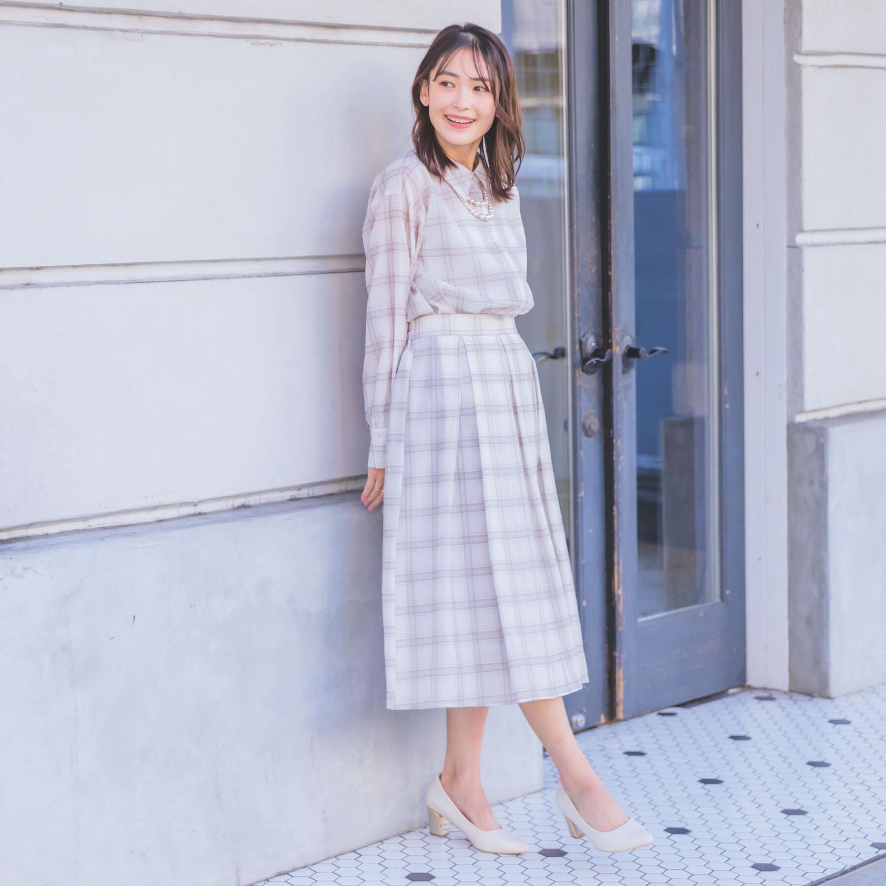 ITS&rsquo;DEMO「【セットアップ可／手洗い可】シアーチェックスカート」|スカート|