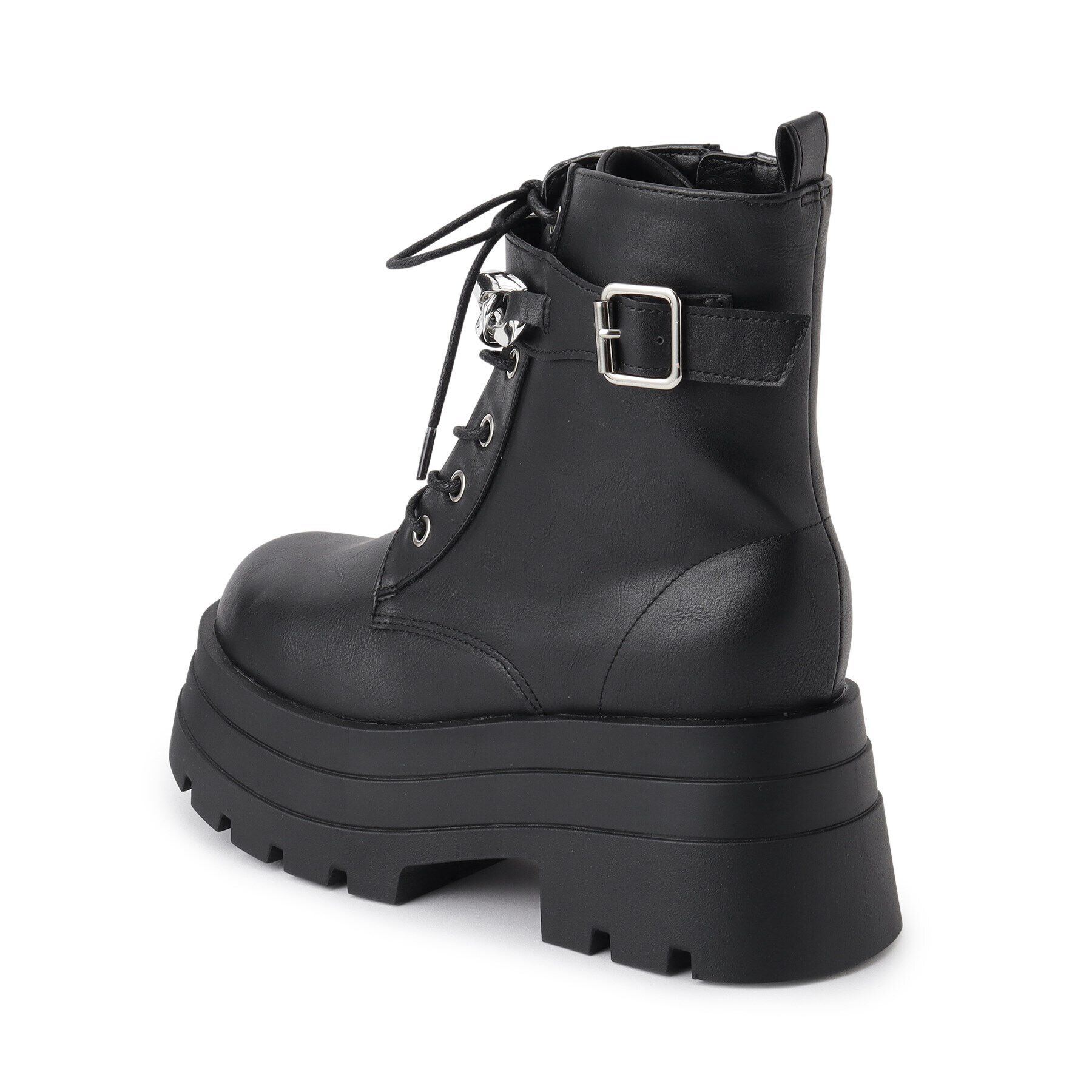 csT&P「厚底3段ソールチェーン付き ベルト付きレースアップブーツ」|ショートブーツ|