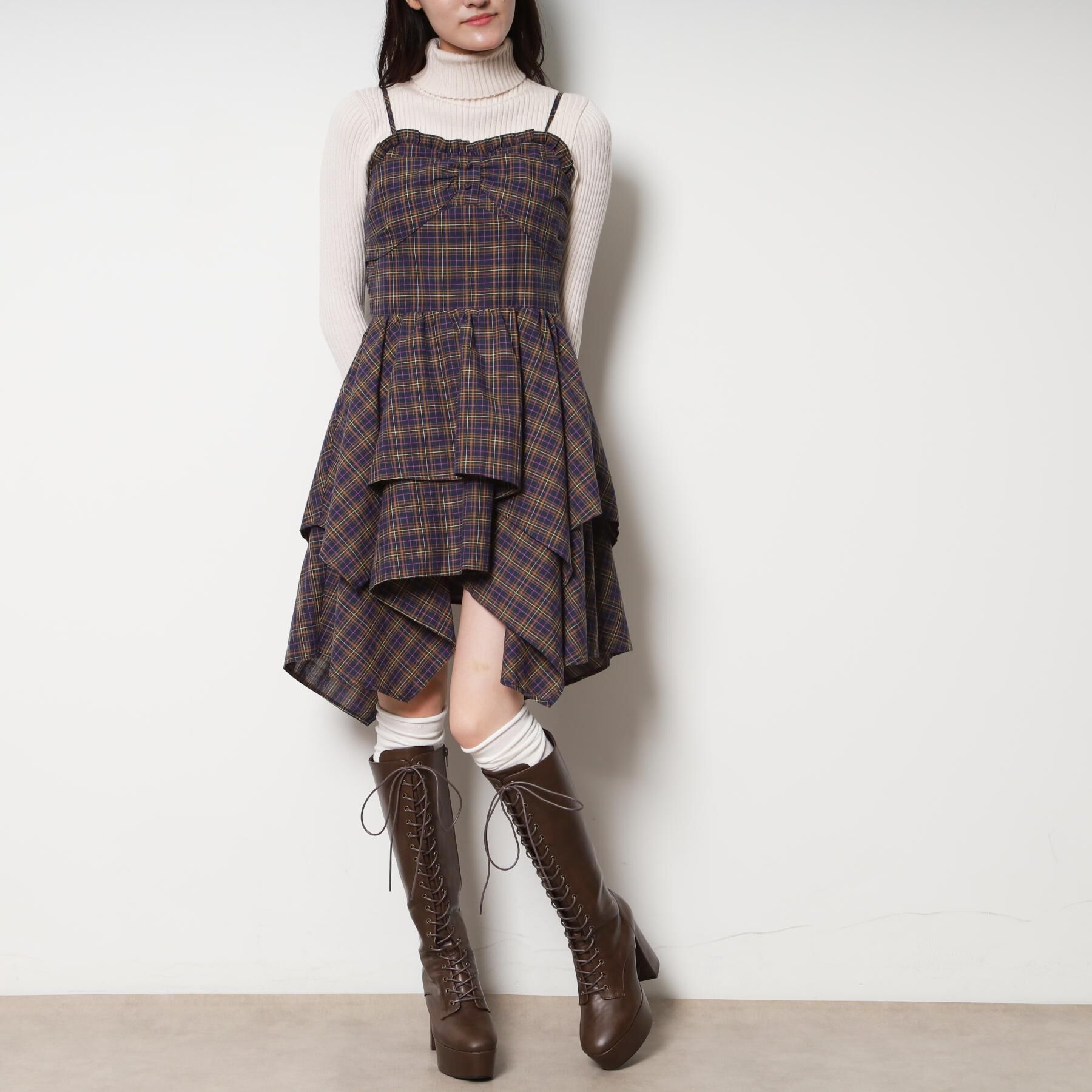 ESPERANZA「【ラク盛り／ロングブーツ】リピーター続出／脚長美脚　レースアップロングブーツ」|ショートブーツ|