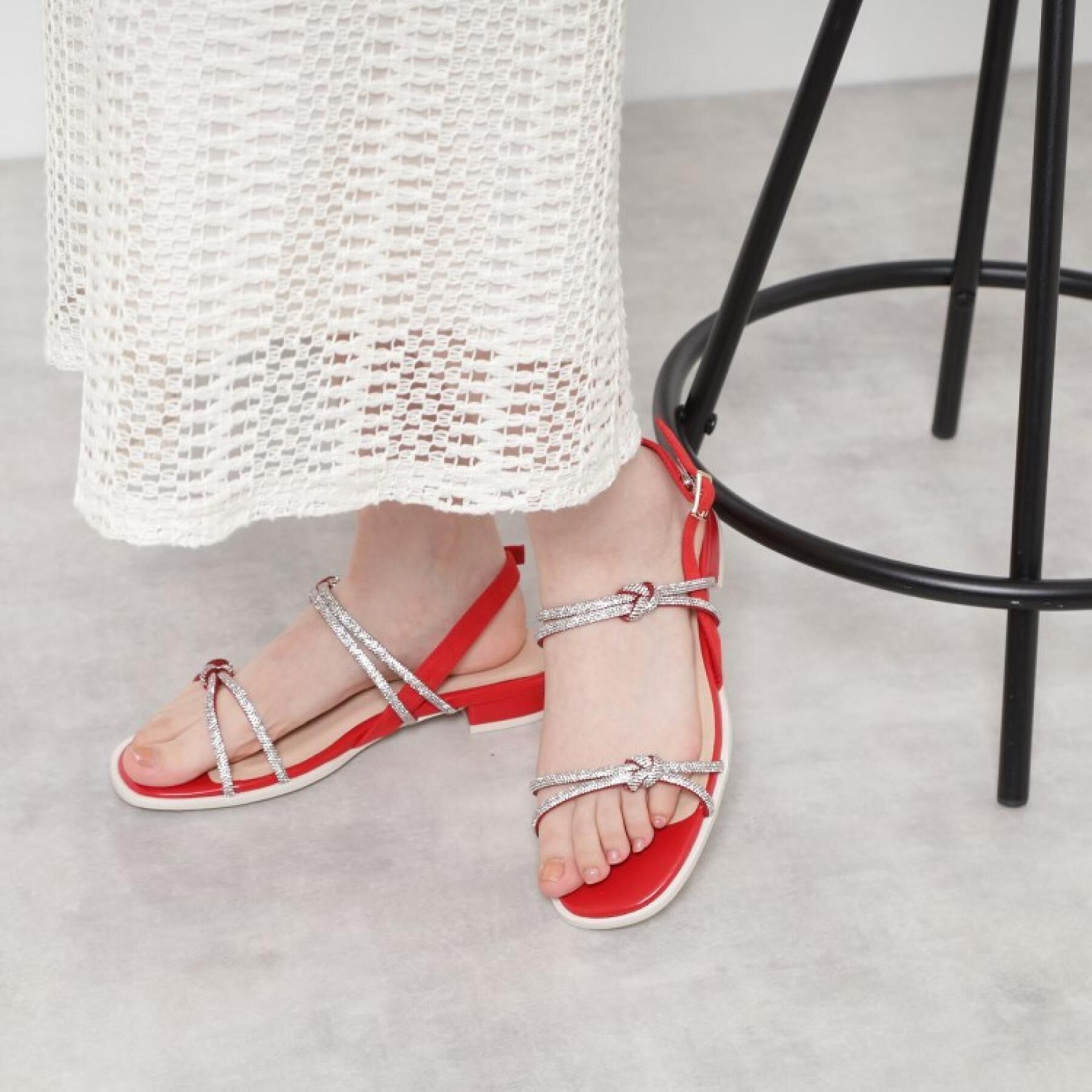 ESPERANZA「ラインストーンサンダル」|サンダル|レッド(162)