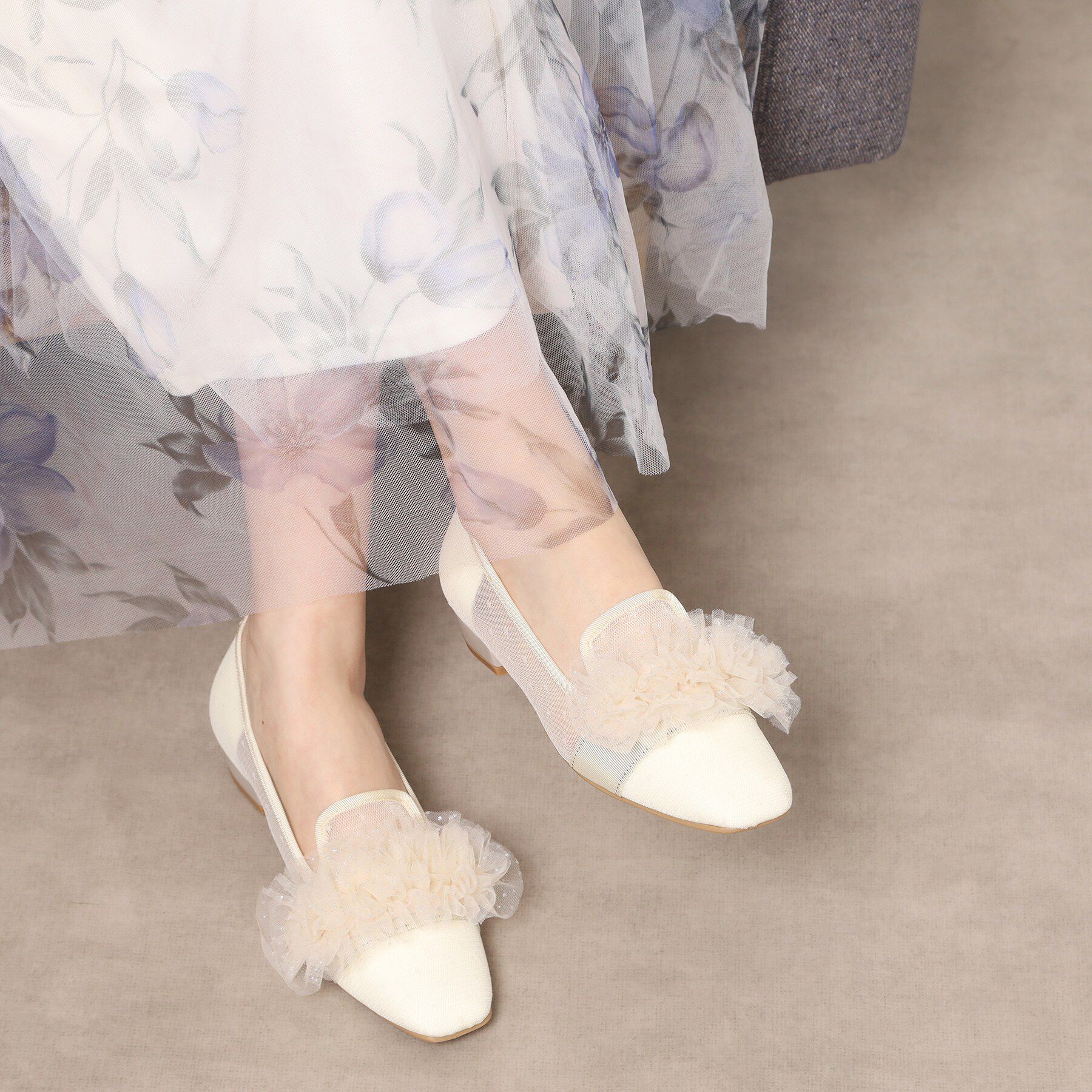 ESPERANZA「2WAYフリルフラットオペラシューズ」|その他|ベージュ(352)