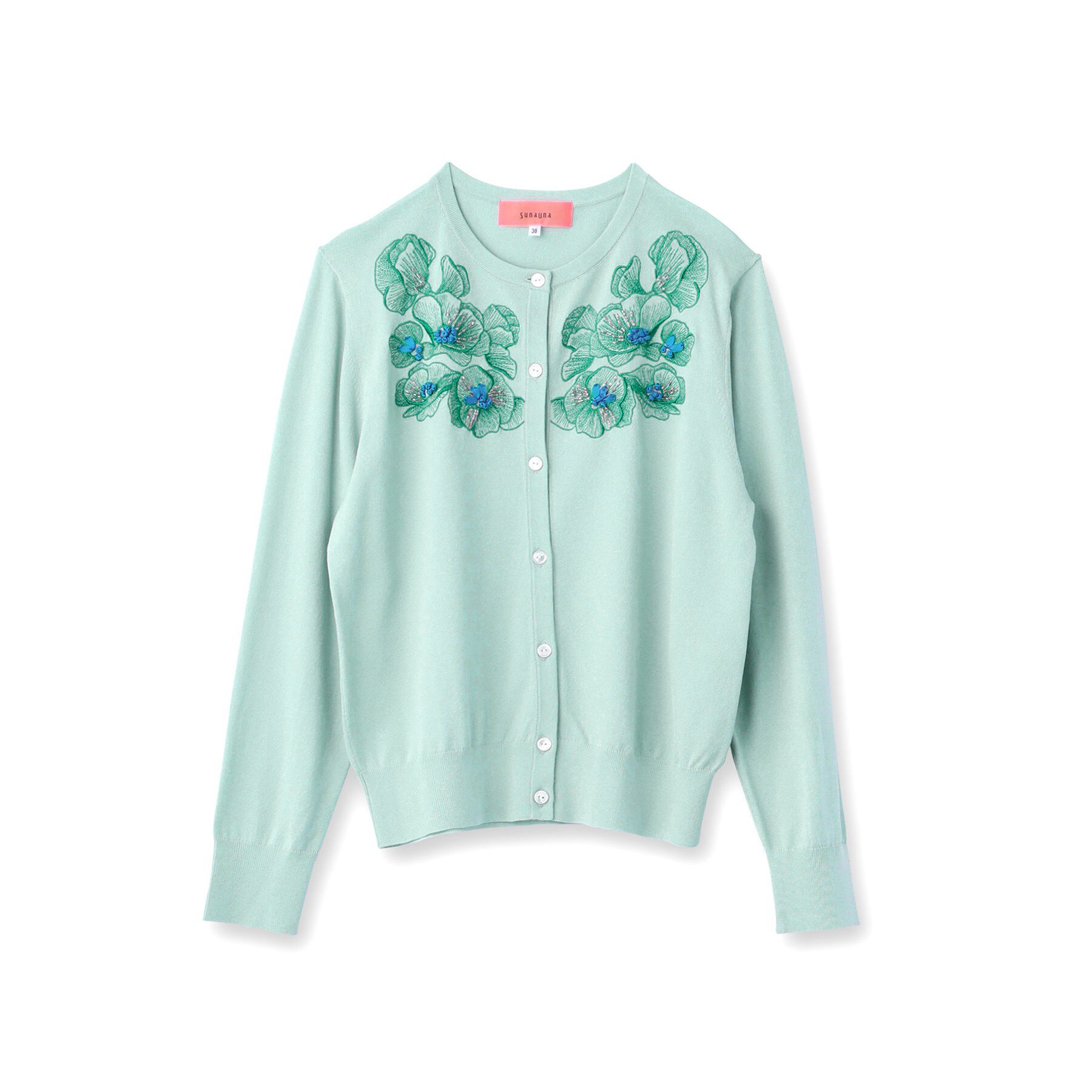 SunaUna「【SS～Lサイズ展開／リボン＆ビーズ刺繍】クラフトニットカーディガン」|カーディガン|