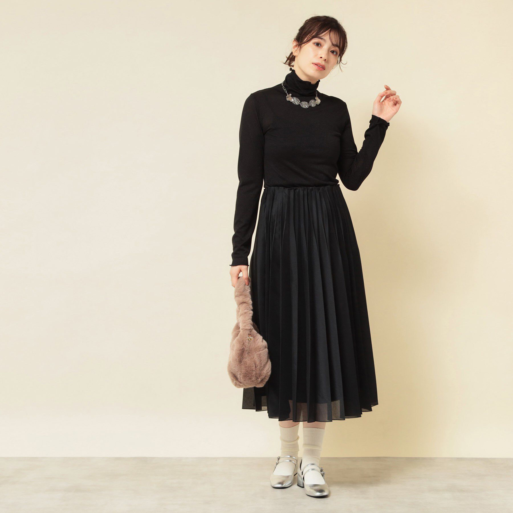 SunaUna「【ラメ／シアー】ハイネックカットソー」|Tシャツ・カットソー|