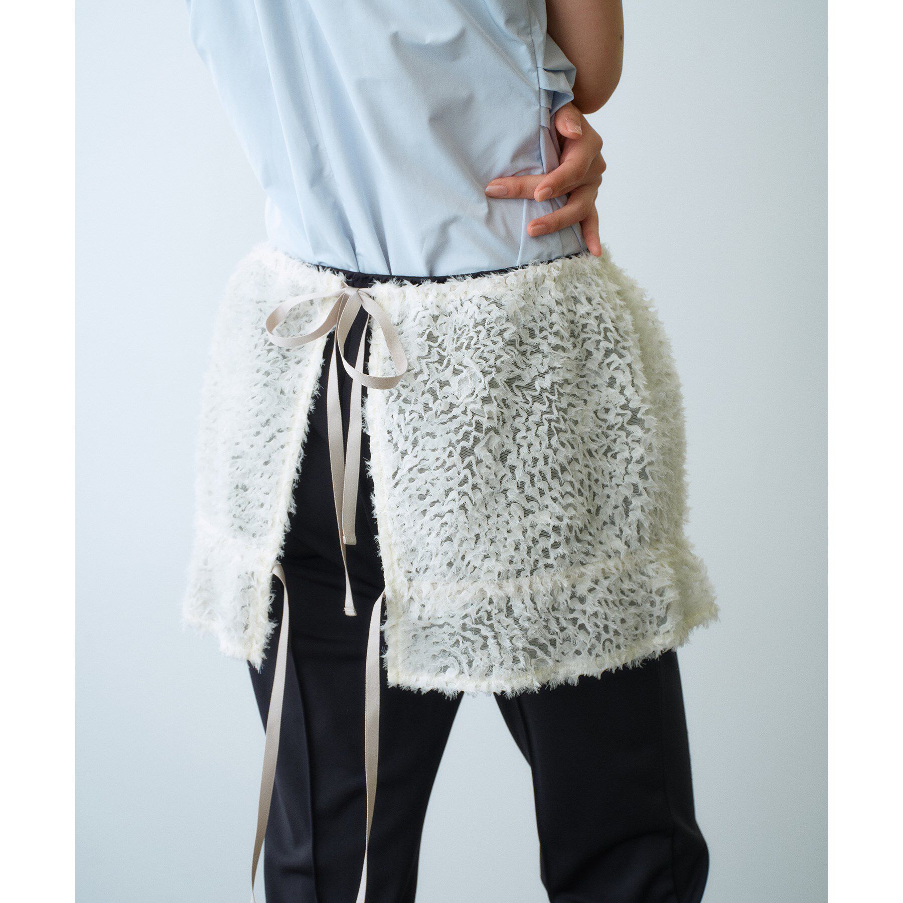 CODE A「Ribbon Tulle Duo」|Tシャツ・カットソー|ホワイト(001)