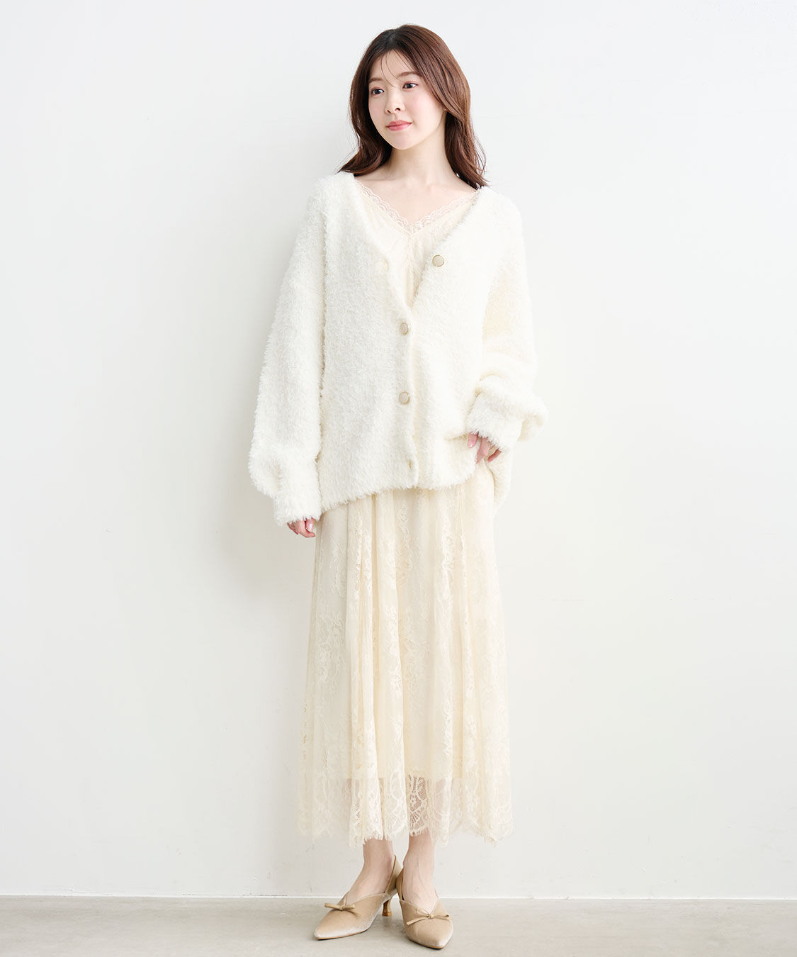 COCO DEAL「ニットカーデ&times;レースキャミワンピース」|ワンピース|