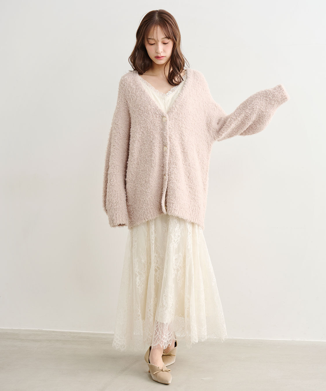COCO DEAL「ニットカーデ&times;レースキャミワンピース」|ワンピース|