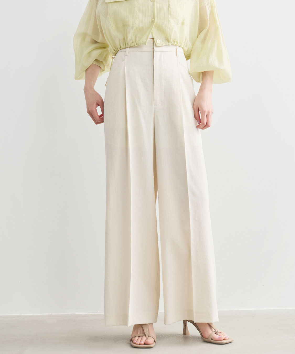 COCO DEAL「リネンライクバックフラップワイドパンツ」|スラックス|