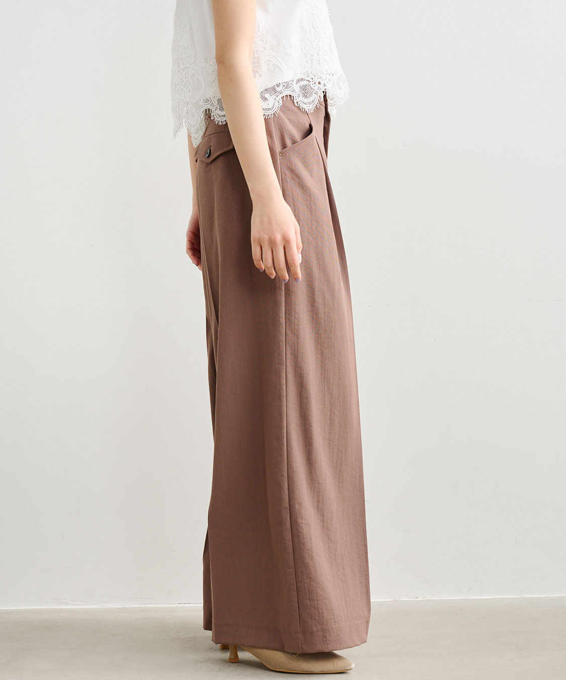 COCO DEAL「リネンライクバックフラップワイドパンツ」|スラックス|