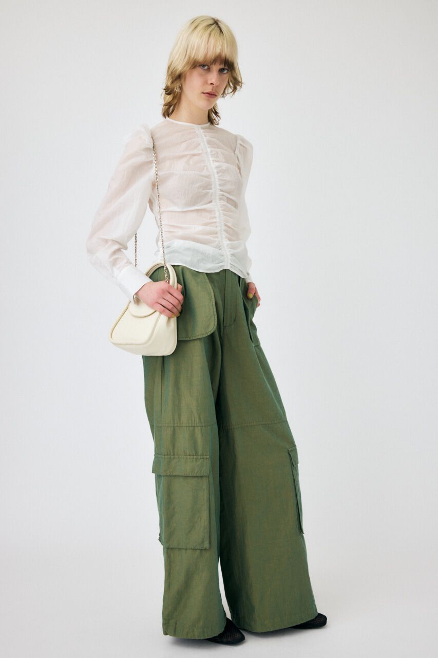 MOUSSY「NO COLLAR GATHER ブラウス」|シャツ・ブラウス|