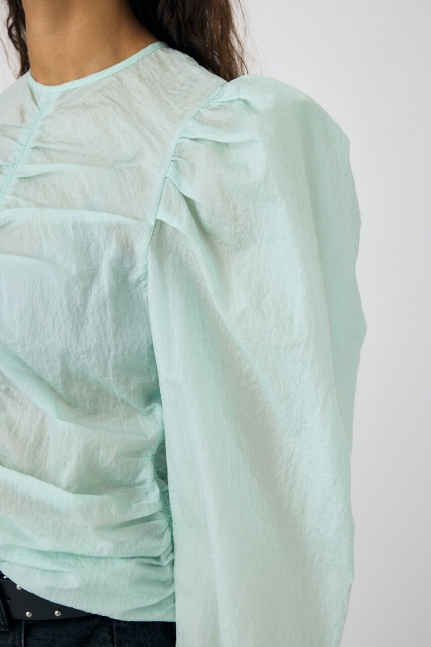 MOUSSY「NO COLLAR GATHER ブラウス」|シャツ・ブラウス|