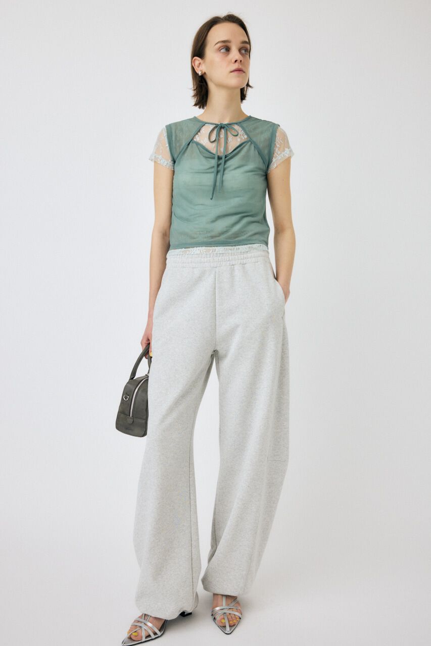 MOUSSY「LACE LAYERED OPEN NECK トップス」|Tシャツ・カットソー|