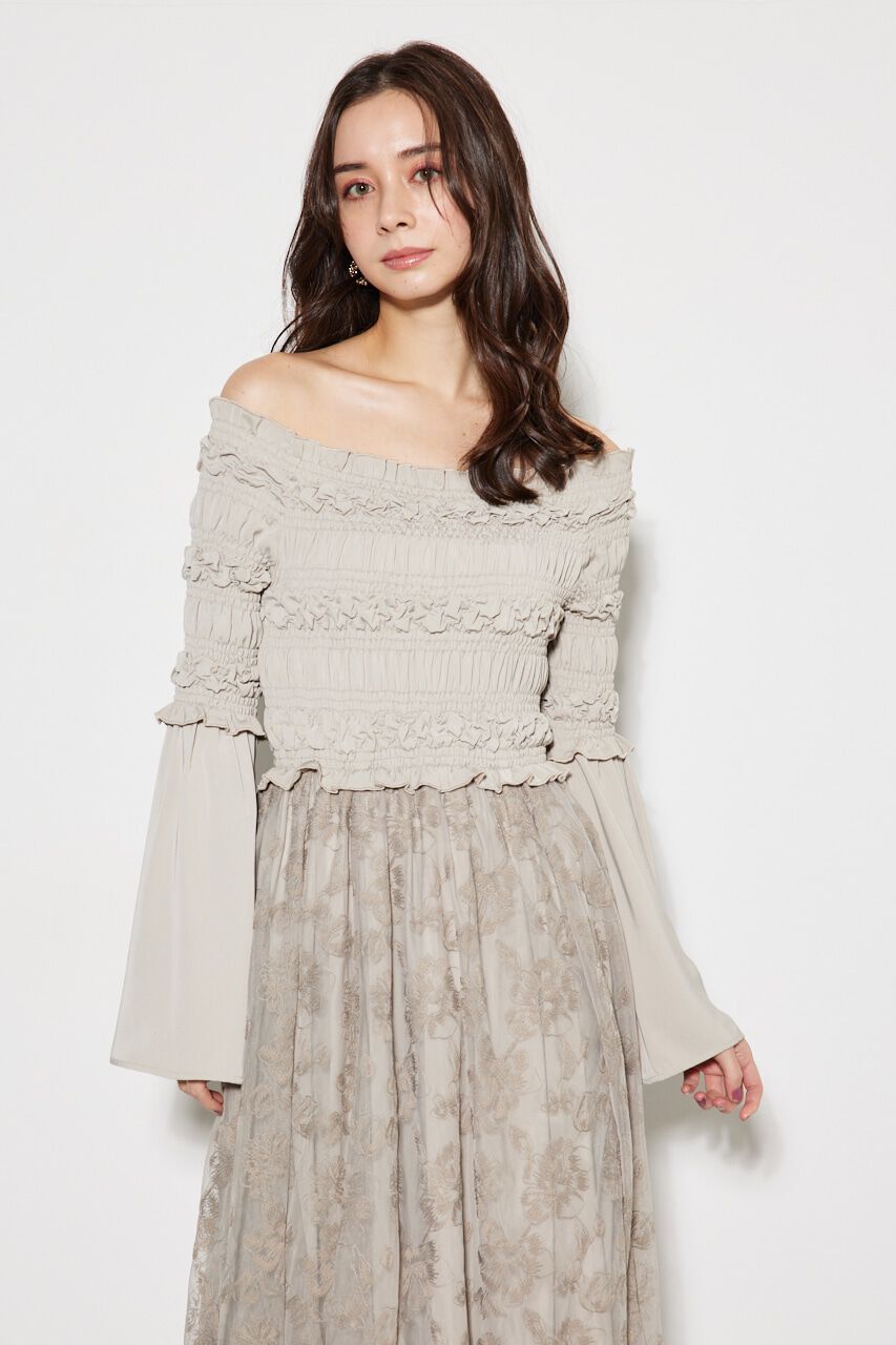 rienda「エンブロイダリーシャーリングフレア OP」|ワンピース|