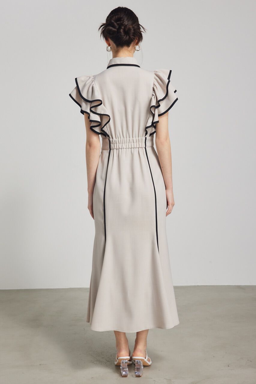 rienda「フリルスリーブバイカラーOP」|ワンピース|