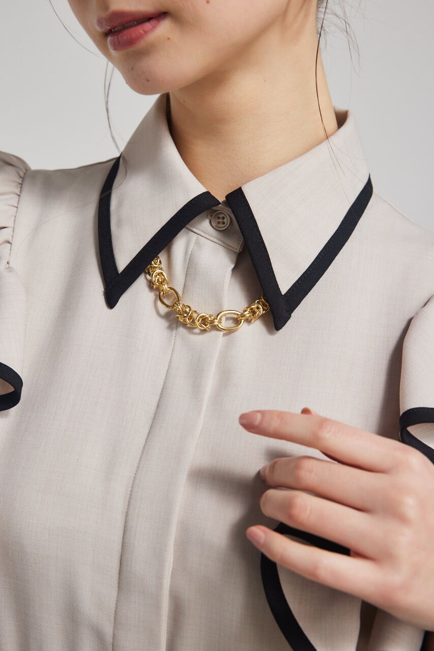 rienda「フリルスリーブバイカラーOP」|ワンピース|