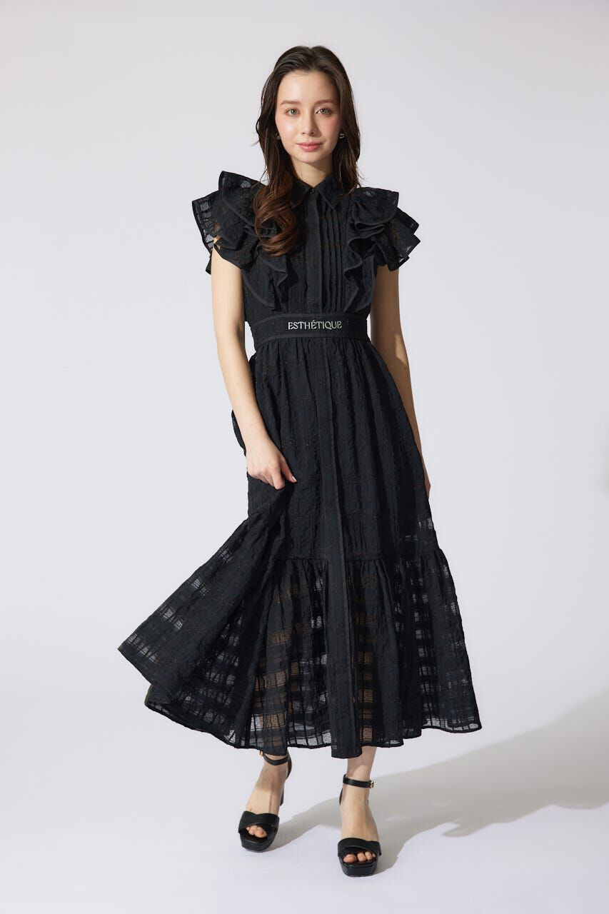 rienda「配色ロゴダブルフリルティアードワンピース」|ワンピース|