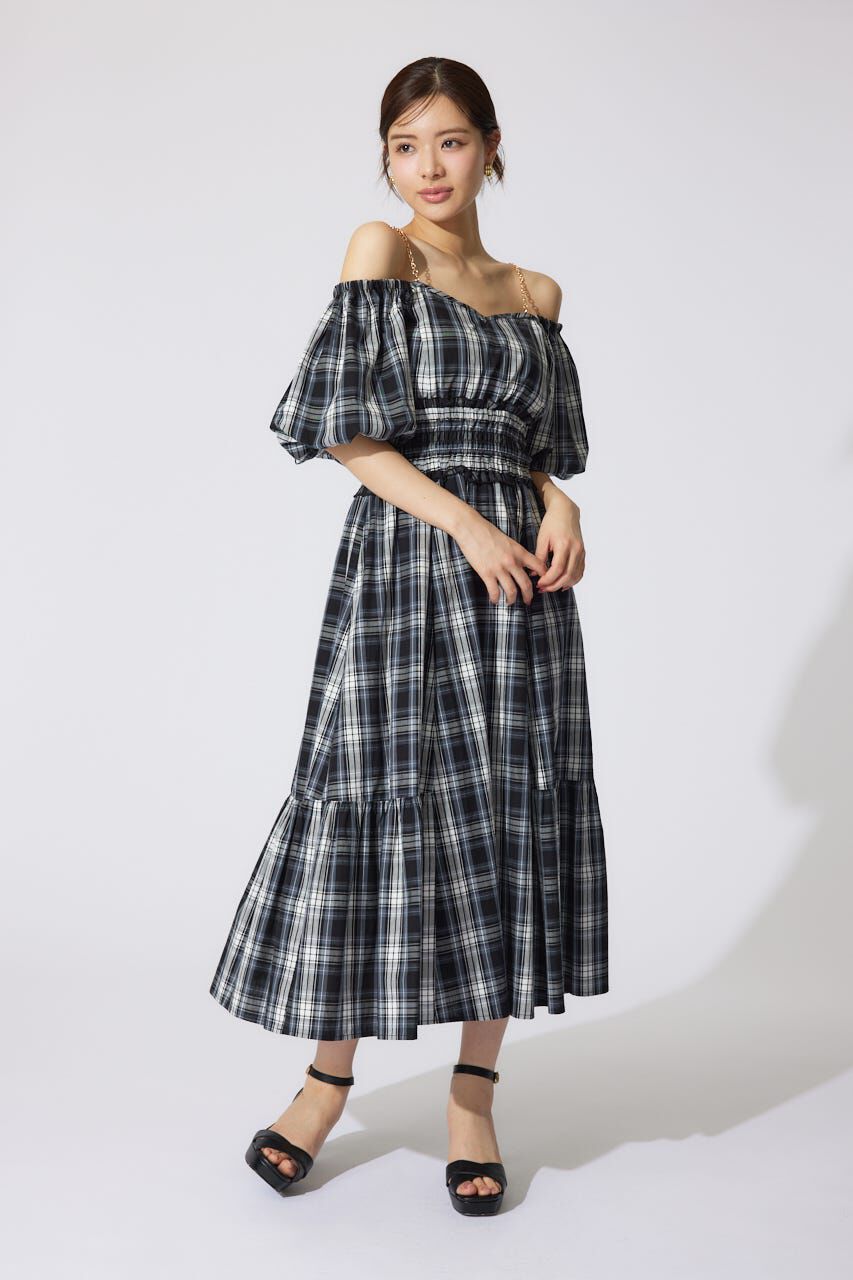 rienda「バルーンスリーブフレアワンピース」|ワンピース|柄BLK5