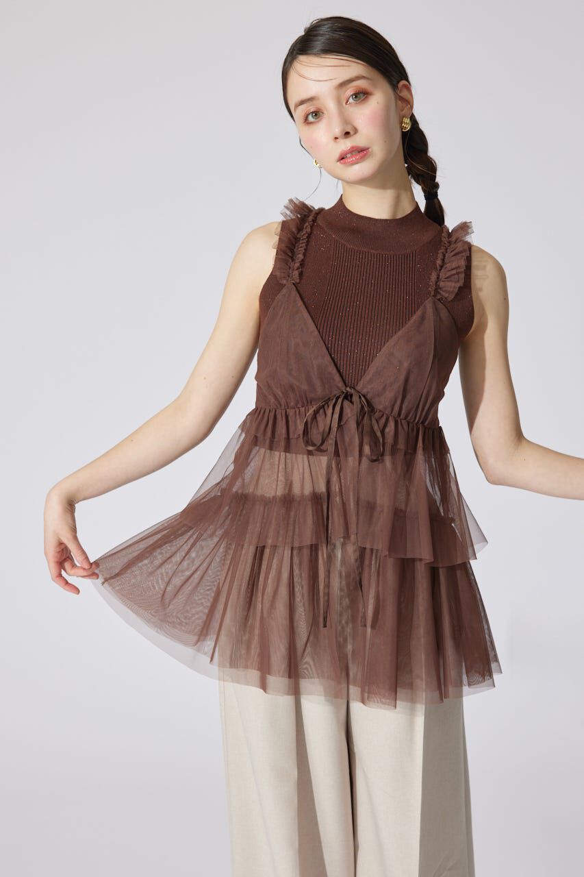 rienda「ボリュームチュールジレ」|シャツ・ブラウス|BRN