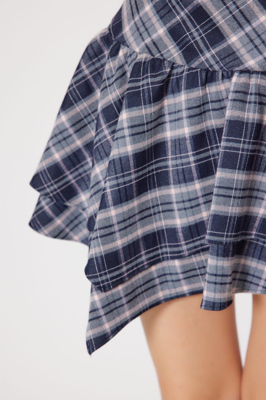 rienda「2WAYアシンメトリーチェックジャストウエストスカート」|スカート|