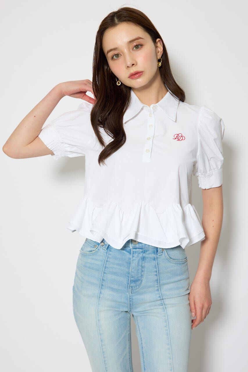 rienda「ボリュームフリルヘムブラウス」|シャツ・ブラウス|WHT