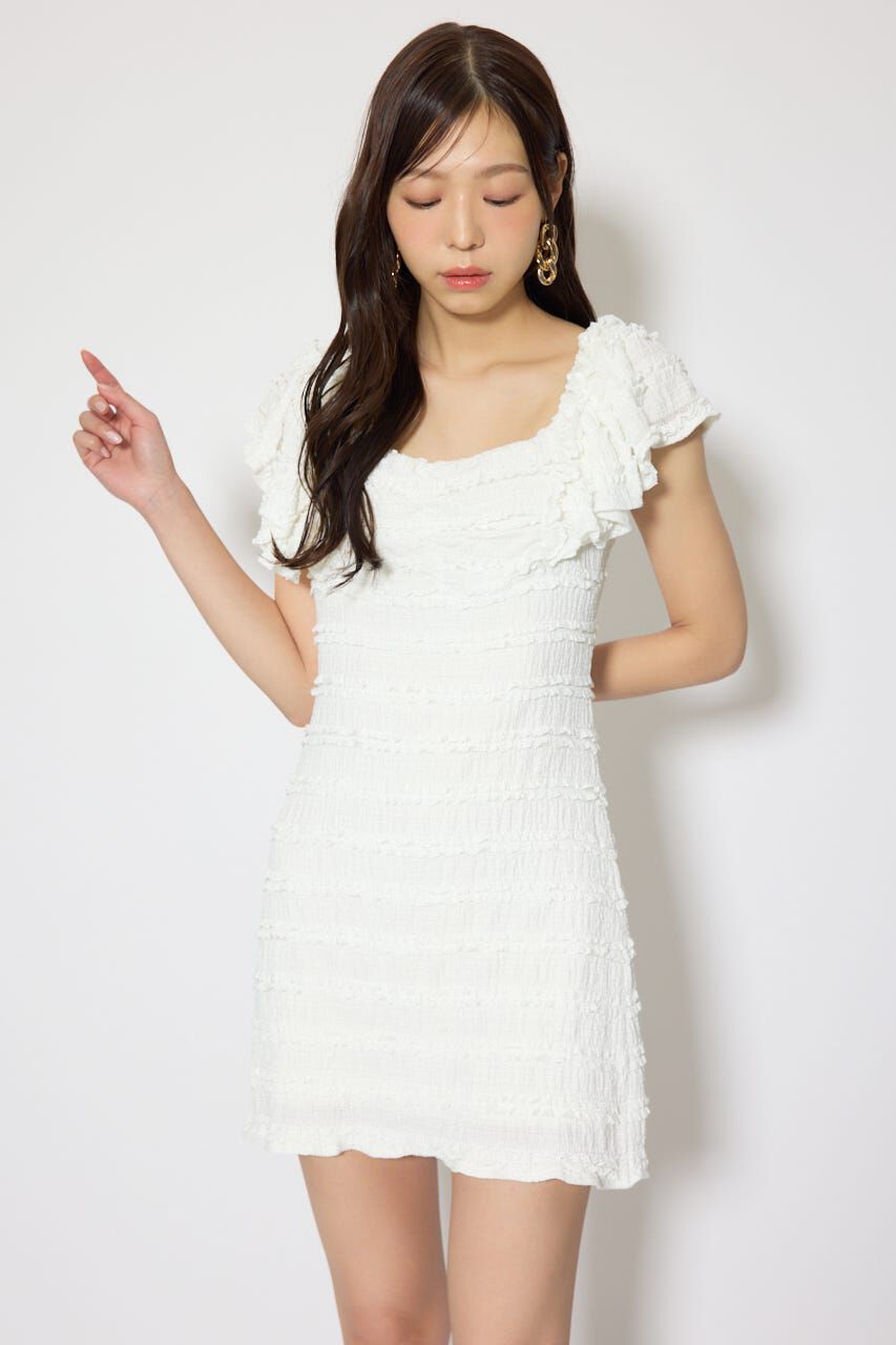 rienda「ショルダーフリルカットミニワンピース」|ワンピース|