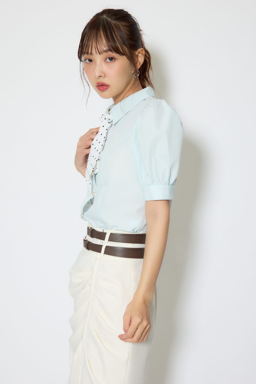 rienda「スカーフ付きハーフスリーブブラウス」|シャツ・ブラウス|