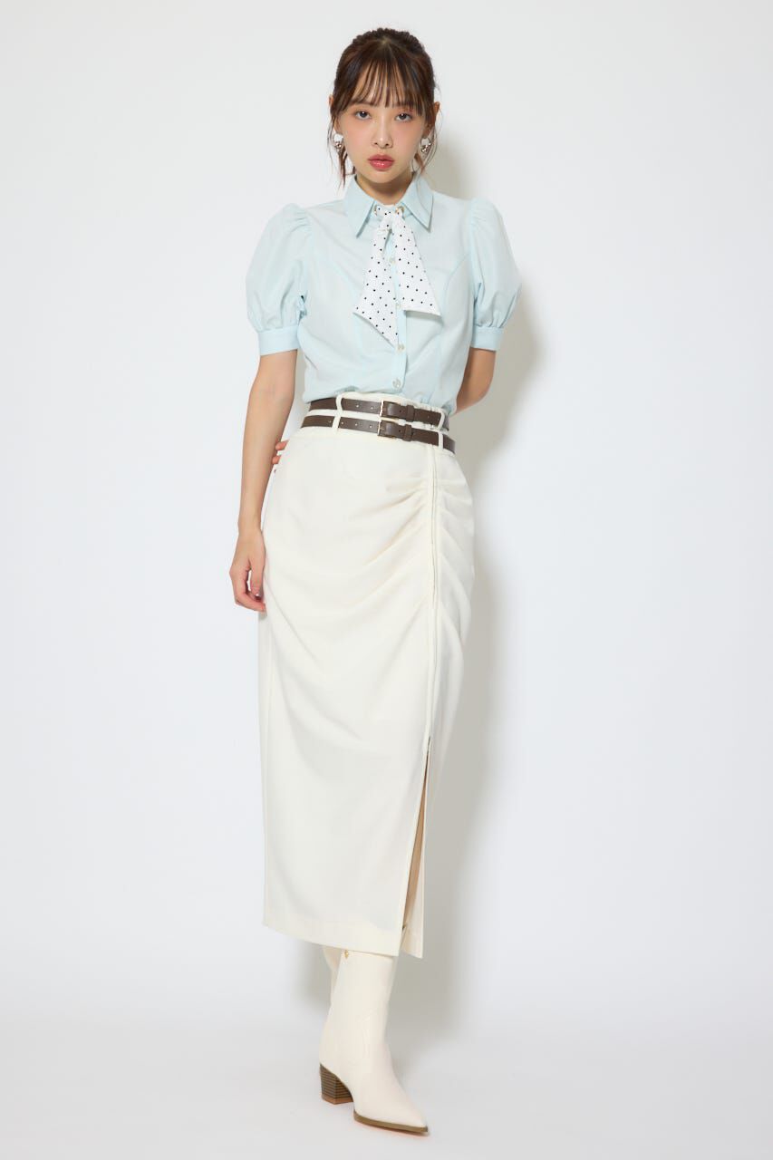 rienda「スカーフ付きハーフスリーブブラウス」|シャツ・ブラウス|