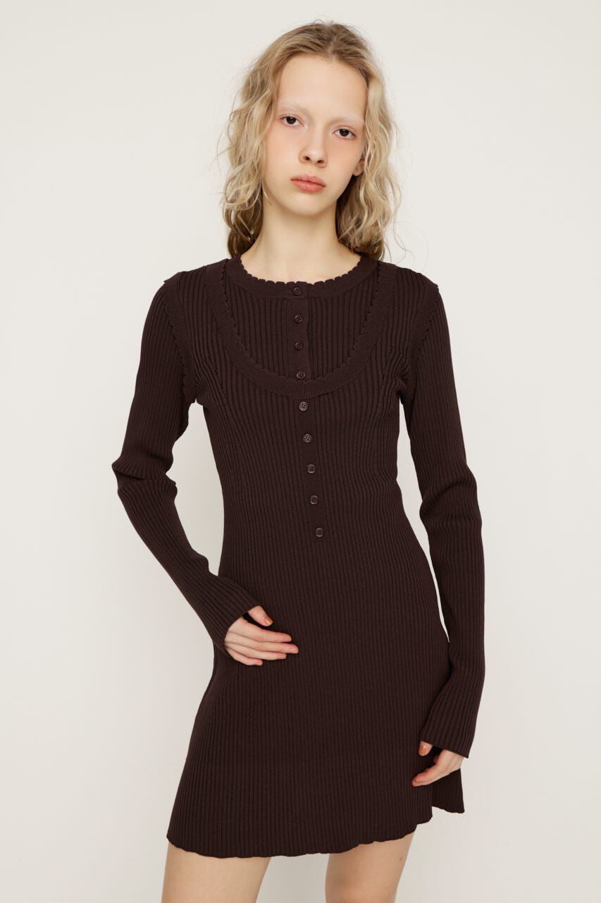 SLY「FRONT BUTTON FRILL ショートワンピース」|ワンピース|BRN