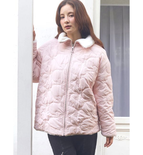 CALNAMUR「2WAYリボン＆フェイクファーキルティングコート」|ブルゾン・スタジャン|