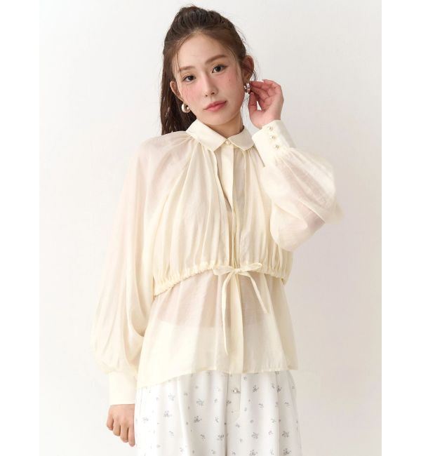 CALNAMUR「ギャザーラグランブラウス」|シャツ・ブラウス|アイボリー