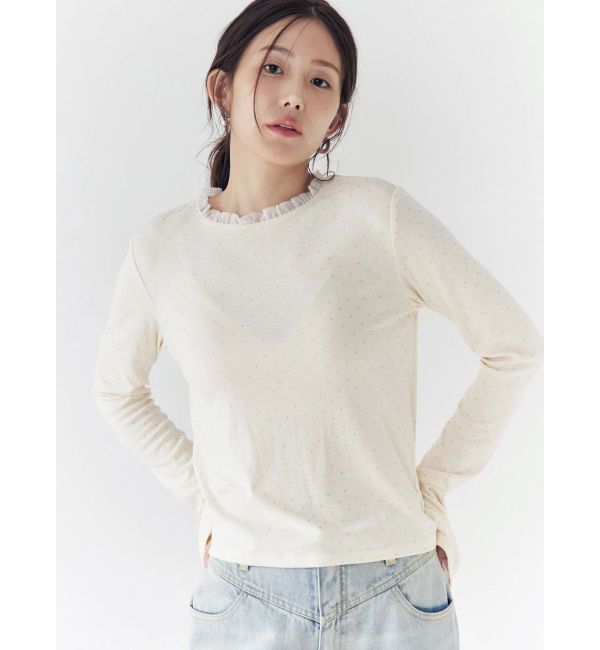 CALNAMUR「ラメドットフレアスリーブトップス」|Tシャツ・カットソー|