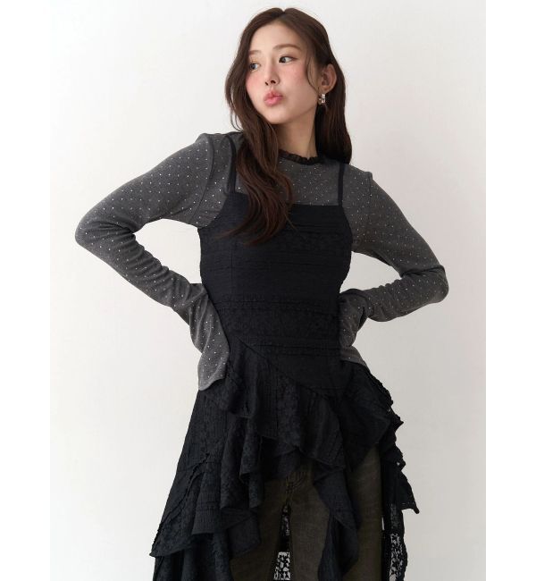 CALNAMUR「ラメドットフレアスリーブトップス」|Tシャツ・カットソー|