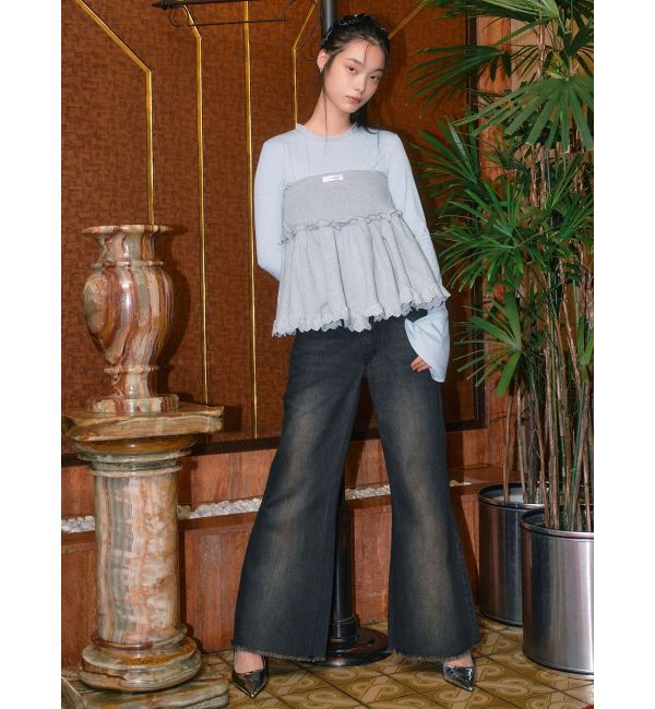 CALNAMUR「ラメドットフレアスリーブトップス」|Tシャツ・カットソー|