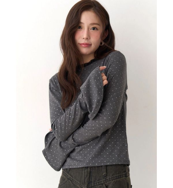 CALNAMUR「ラメドットフレアスリーブトップス」|Tシャツ・カットソー|