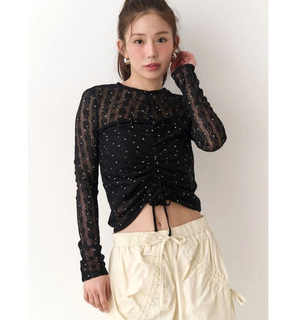 CALNAMUR「ドットフラワージャカードトップス」|Tシャツ・カットソー|